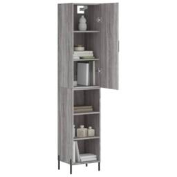 Berkfield Home Highboard Grey Sonoma 34.5x34x180 cm Engineered Wood - thumbnail 1