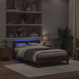 Berkfield Home Oak Bed Frame Artisan Oak Engineered Wood 120 x 190 cm Durable in Beige - thumbnail 4