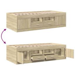 Berkfield Home Versatile Daybed with Drawers without Mattress Sonoma Oak 75x190 in Light Brown - thumbnail 7