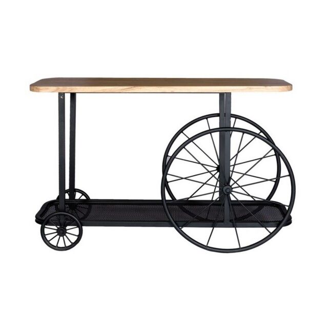 Indian Hub Craft Wheel Console Table - Solid Mango Wood - L40 x W120 x H80 cm in Brown - image 1