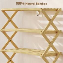 HOMCOM Bamboo Shoe Rack, Folding Shoe Shelf in Natural - Size: 45 cm - thumbnail 5