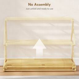 HOMCOM Bamboo Shoe Rack, Folding Shoe Shelf in Natural - Size: 45 cm - thumbnail 4