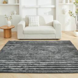 GAVENO CAVAILIA Shum Faux Fur Rug in Charcoal - Size: 120 cm x 170 cm - thumbnail 2
