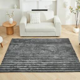 GAVENO CAVAILIA Shum Faux Fur Rug in Charcoal - Size: 120 cm x 170 cm - thumbnail 3