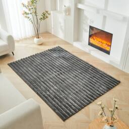 GAVENO CAVAILIA Shum Faux Fur Rug in Charcoal - Size: 120 cm x 170 cm - thumbnail 5
