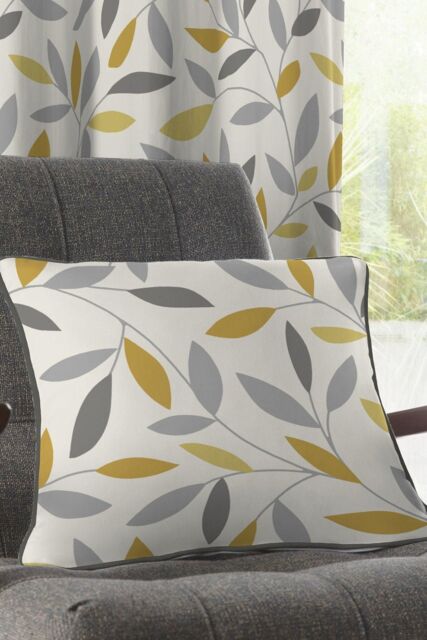 Fusion 'Beechwood' Classic Leaf Trail Print 100% Cotton Filled Cushion in Mustard - Size: 43 cm x 43 cm - image 1