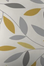 Fusion 'Beechwood' Classic Leaf Trail Print 100% Cotton Filled Cushion in Mustard - Size: 43 cm x 43 cm - thumbnail 3