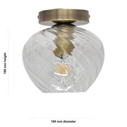 First Choice Lighting Set of 2 Bradson - Clear Swirl Glass Antique Brass Ceiling Lights - thumbnail 6