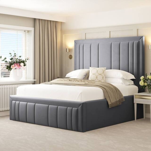 "Bed Choices Emperor Bed Frame with Chelsea mattress & 54"" Headboard in Grey - Size: Single" - image 1
