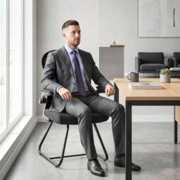 EONLION Conference Chair, Reception Office Chair with Flip-up Armrest in Black - Size: 100 cm - thumbnail 5
