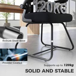 EONLION Conference Chair, Reception Office Chair with Flip-up Armrest in Black - Size: 100 cm - thumbnail 3