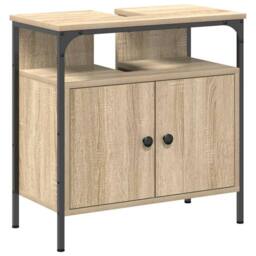 Berkfield Home 3 Piece Bathroom Furniture Set Sonoma Oak Engineered Wood in Beige - thumbnail 7