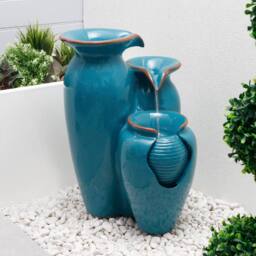 Gardenwize Solar Powered Grecian Pots Water Feature with Battery Back-Up in Blue - thumbnail 3