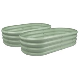 Harbour Housewares Raised Garden Beds - 2x Rounded Bottomless Galvanised Steel Planter 120 x 60cm in Green - Size: 120 x 60 cm