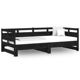 Berkfield Home Pull-out Day Bed Black Solid Wood Pine 2x(90x190) cm - thumbnail 3