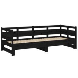 Berkfield Home Pull-out Day Bed Black Solid Wood Pine 2x(90x190) cm - thumbnail 6