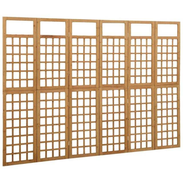 Berkfield Home Durable 6-Panel Room Divider/Trellis Solid Fir Wood 242.5x180 cm in Brown - image 1