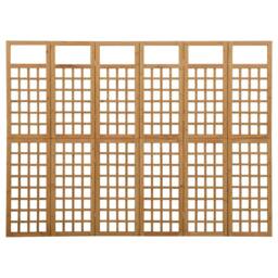 Berkfield Home Durable 6-Panel Room Divider/Trellis Solid Fir Wood 242.5x180 cm in Brown - thumbnail 3