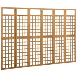 Berkfield Home Durable 6-Panel Room Divider/Trellis Solid Fir Wood 242.5x180 cm in Brown - thumbnail 1