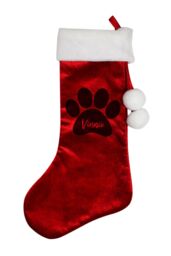 Personalised Memento Company Personalised Paw Print Red Stocking