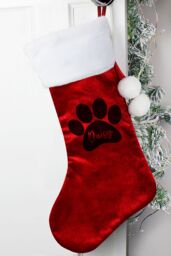 Personalised Memento Company Personalised Paw Print Red Stocking - thumbnail 4
