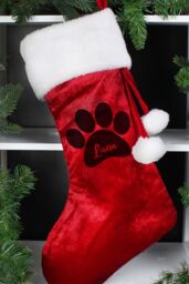 Personalised Memento Company Personalised Paw Print Red Stocking - thumbnail 3