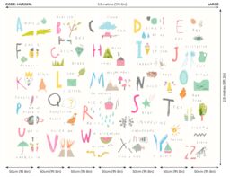 Origin Murals Childrens Alphabet Illustrations Wall Mural in Bright Pink - Size: W350 cm x H280 cm - thumbnail 4