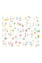 Origin Murals Childrens Alphabet Illustrations Wall Mural in Bright Pink - Size: W350 cm x H280 cm - thumbnail 2