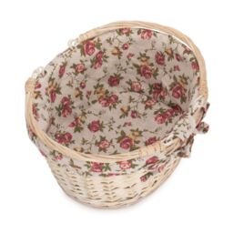Red Hamper Wicker Small White Swing Handle Shopping Basket - thumbnail 2