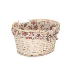 Red Hamper Wicker Small White Swing Handle Shopping Basket