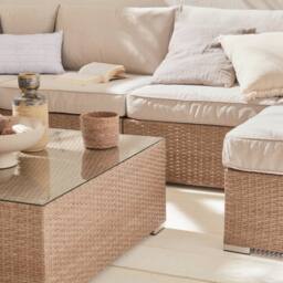 sweeek 12-14-seater Premium Polyrattan Garden Sofa Set in Beige - thumbnail 2
