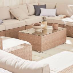 sweeek 12-14-seater Premium Polyrattan Garden Sofa Set in Beige - thumbnail 3