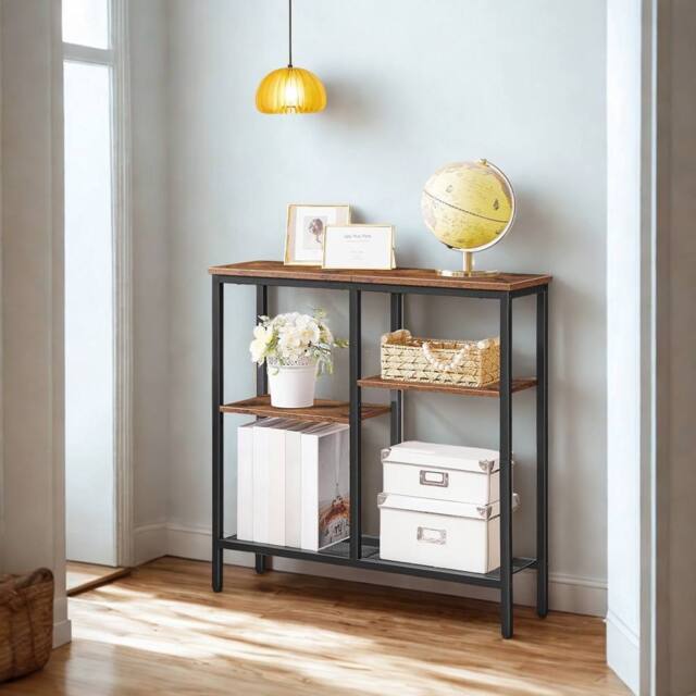 FURNOS 4 Tier Slim Hallway Entryway Console Sofa Table With Storage Shelves in Brown - image 1