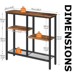 FURNOS 4 Tier Slim Hallway Entryway Console Sofa Table With Storage Shelves in Brown - thumbnail 7