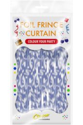 Netagon Shimmer Tinsel Curtain Reindeer Christmas Tree Design 2.5M x 1M Blue - thumbnail 2