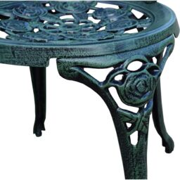 Home Source Bistro Set Outdoor Patio Garden Round Table & 2 Chairs Metal Frame in Bottle Green - thumbnail 5