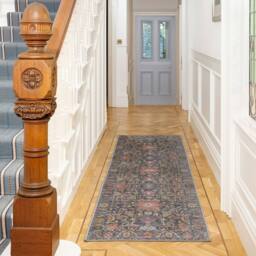 Kukoon Navy Blue Distressed Soft Pile Living Room Area Rug Bedroom Floor Mat in Mid Blue - Size: 80 cm x 150 cm - thumbnail 4