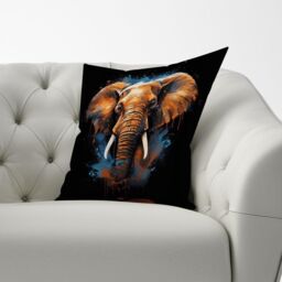 Warren Reed - Designer Splashart Elephant Blue Cushions - Size: 45 cm x 45 cm - thumbnail 3
