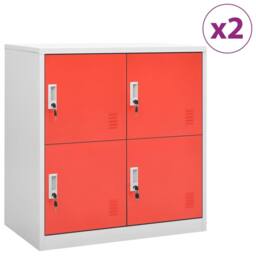 Berkfield Home Locker Cabinets 2 pcs Light Grey & Red 90x45x92.5 cm Steel