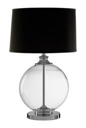 Orsina Edna Small Ivory Silk Shade Table Lamp in Black
