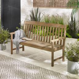 FurnitureboxUK Lox 2 Seat Solid Wood Outdoor Bench with Table in Light Brown - thumbnail 2