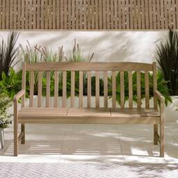 FurnitureboxUK Lox 2 Seat Solid Wood Outdoor Bench with Table in Light Brown - thumbnail 5