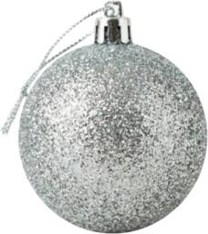 Shatchi 20cm Glitter Christmas Bauble - Christmas Tree & Home Décor Ornament in Silver - Size: 20 cm - thumbnail 3