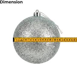 Shatchi 20cm Glitter Christmas Bauble - Christmas Tree & Home Décor Ornament in Silver - Size: 20 cm - thumbnail 5