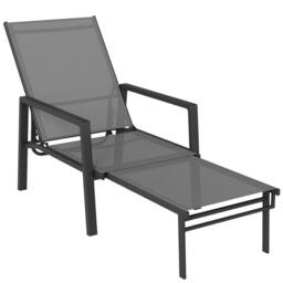 OUTSUNNY Sun Lounger w/ Retracable Footrest, 5-Position Adjustable in Grey - thumbnail 2