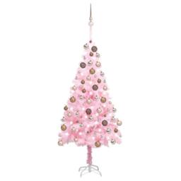 Berkfield Home Beautiful Artificial Pre-lit Christmas Tree with Ball Set Pink 18 - thumbnail 2