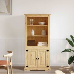 Berkfield Home Decorative Cupboard Mexican Pine Corona Range 80x40x170 cm in Brown - Size: 80 x 40 x 170 cm - thumbnail 1