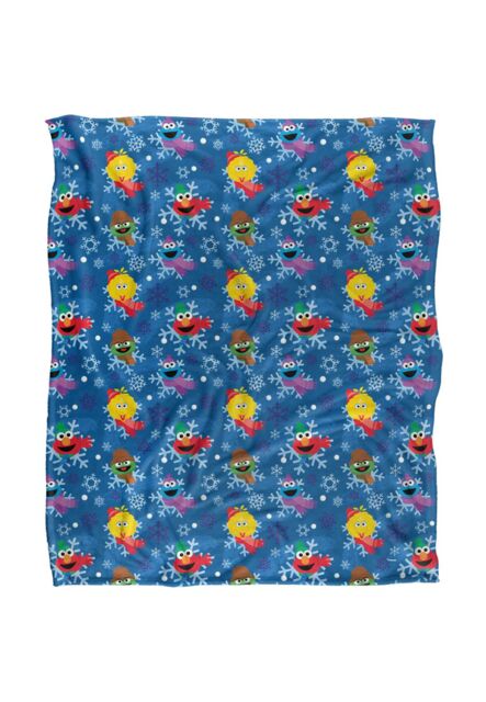 Sesame Street Character Snowflake Pattern Silky Touch Super Soft Throw Blanket 152 X 127 cm in White - image 1