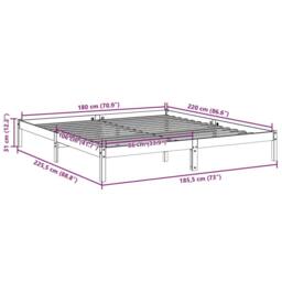 Berkfield Home Extra Long Bed Frame without Mattress 180x220 cm Solid Wood Pine in Light Tan - thumbnail 9