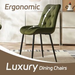 SONARA Modern Set of 2 Velvet Dining Chairs with Ergonomic Upholstered Seat in Green - thumbnail 7